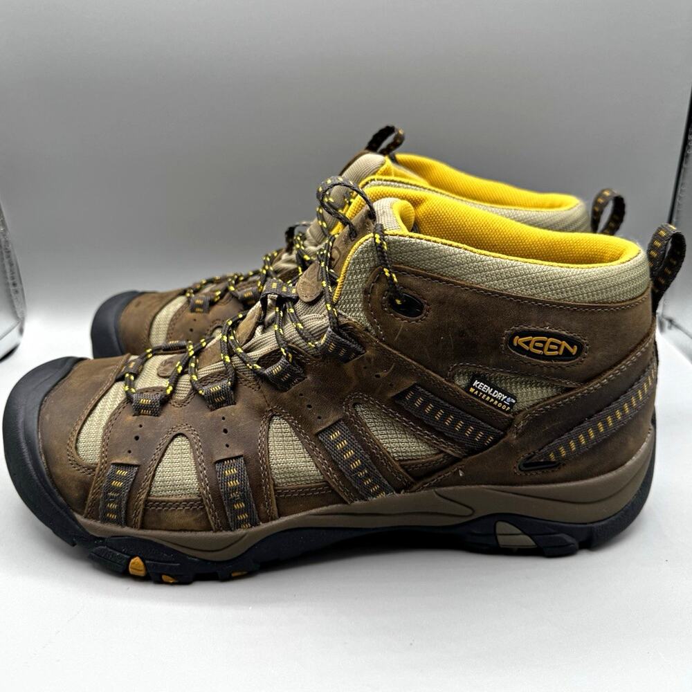 KEEN Targhee II Mid Waterproof Hiking Boots Brown Beige Yellow Black US 11 M
